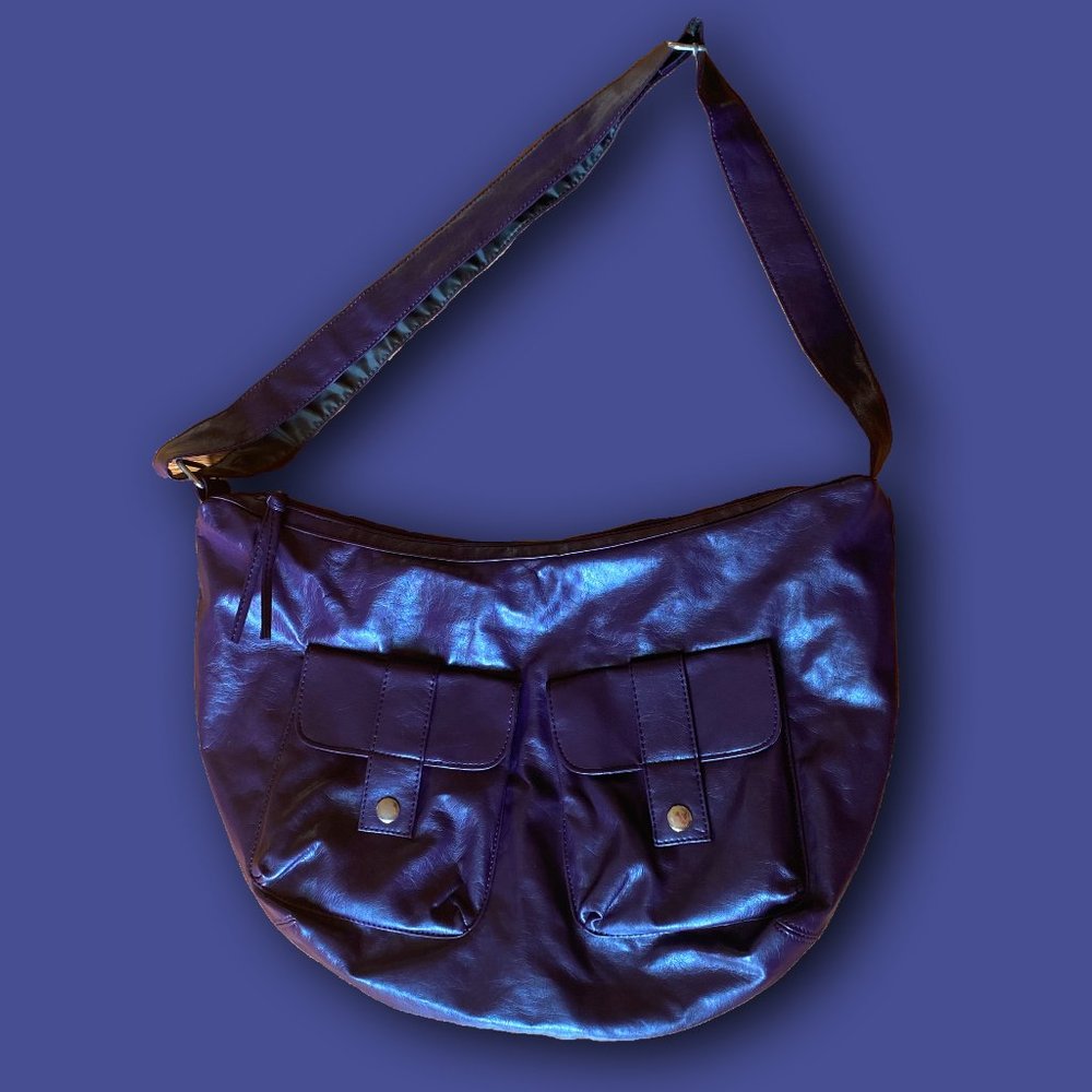 90s slouchy vinyl purple handbag